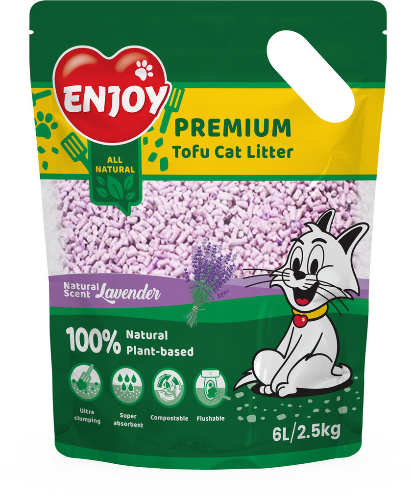 ENJOY Tofu Aşternut igienic pentru pisici, aromă Lavandă 6L/2,5kg - Maxi-Pet.ro