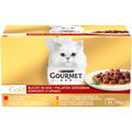 PURINA® GOURMET® GOLD, cu Vită, Somon și Pui, Curcan și Rață, Pui și Ficat, bucăți în sos, hrană umedă pentru pisici, 4x85 g