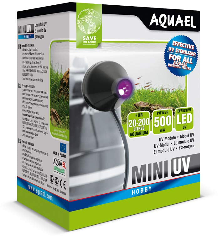 AQUAEL Sterilizator pentru acvarii MINI UV, 0,5W, 150L 3x5cm - Maxi-Pet.ro