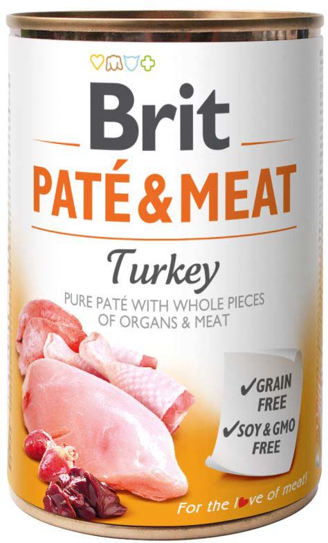 BRIT PATE & MEAT Conserva cu bucaţi de carne şi pate, cu Curcan 400g