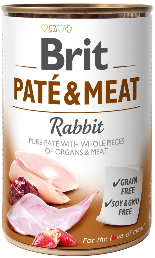 BRIT PATE & MEAT Conserva cu bucaţi de carne şi pate, cu Iepure 400g