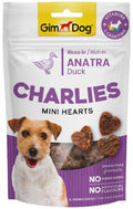 GIMDOG CHARLIES Mini Hearts Recompensă pentru câini, cu Raţă 70g