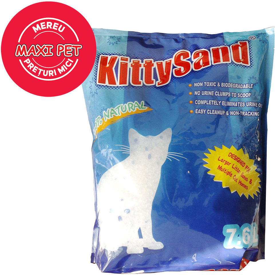 KITTY SAND Nisip silicat pentru pisici, absorbant - Maxi-Pet.ro