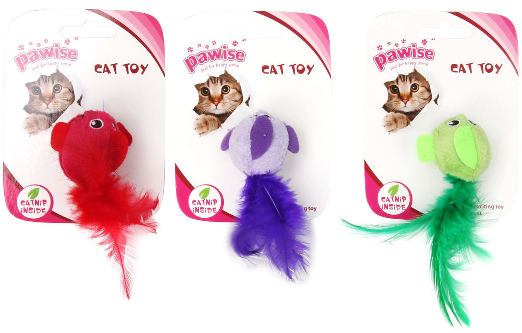 OUTLET PAWISE Jucărie pt pisici Pasăre cu Iarba pisicii, diverse culori, 15cm - Maxi-Pet.ro