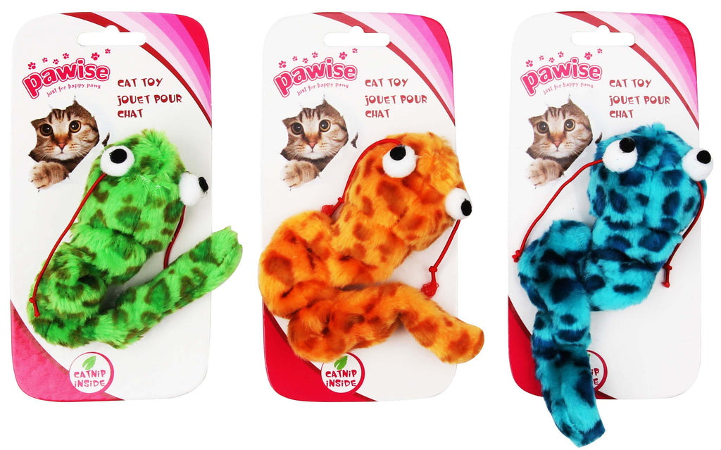 OUTLET PAWISE Jucărie pt pisici Şerpişor cu Iarba pisicii, diverse culori, 17cm - Maxi-Pet.ro