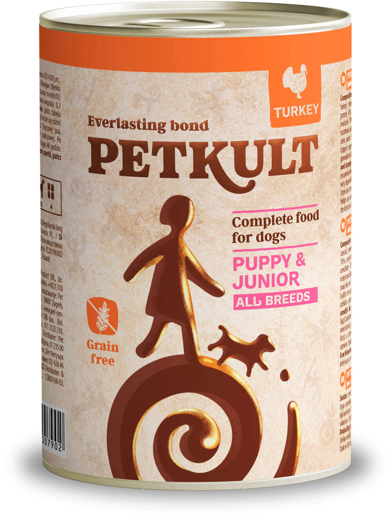 PETKULT Conservă pentru câini JUNIOR, Curcan 400g - Maxi-Pet.ro