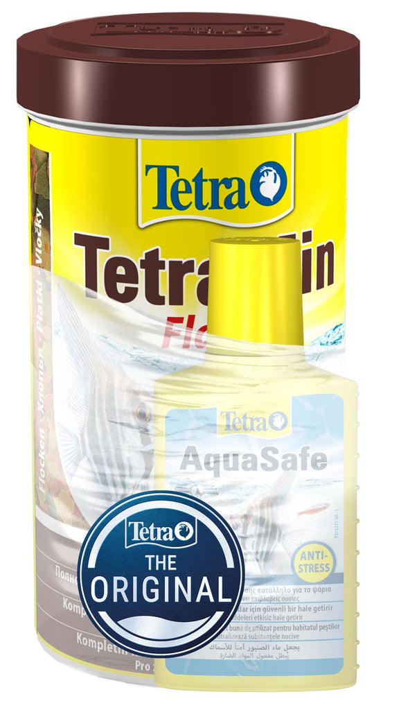 TETRA Min Flakes Hrană pentru peşti tropicali 500ml + Aqua Safe 100ml GRATIS - Maxi-Pet.ro