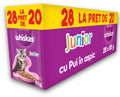 WHISKAS Plic JUNIOR hrană umedă pentru pisicuţe, cu Pui în aspic 28x85g, 20+8 GR