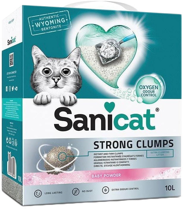 SANICAT Clumping Nisip pentru pisici Strong Clumps, bentonită 10L/10,85kg - Maxi-Pet.ro
