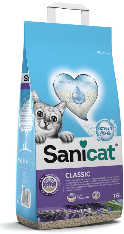 SANICAT Classic Lavender, nisip igienic cu aroma de lavanda 16L/11kg
