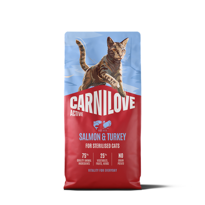 CARNILOVE Hrană uscată pentru pisici sterilizate, cu somon și curcan, 6kg