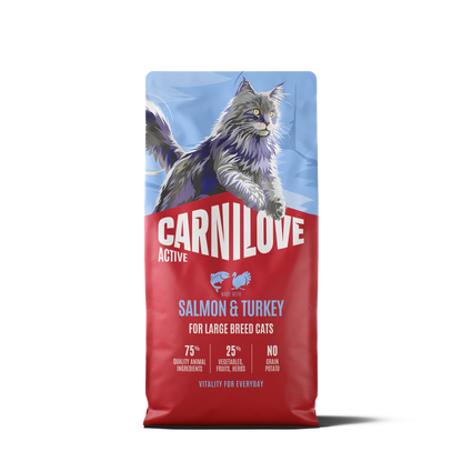 CARNILOVE Large Hrană uscată pentru pisici, cu somon și curcan, 6kg