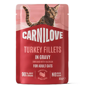 CARNILOVE Hrană umedă pentru pisici, cu curcan și valeriană, 85g