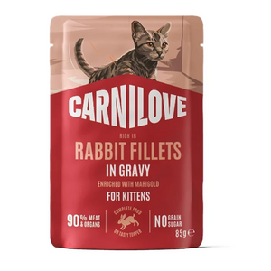 CARNILOVE Hrană umedă pentru pisicuțe, cu iepure și galbenele, 85g