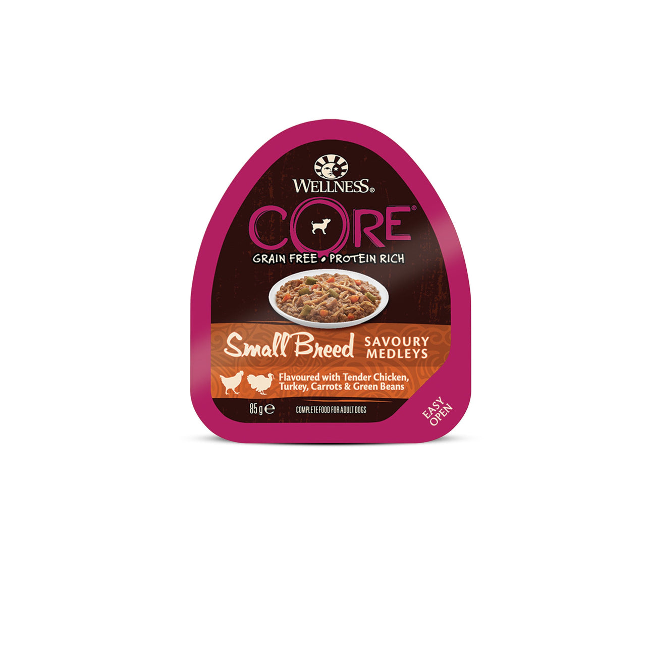 Hrana umeda pentru caini Wellness Core Small Breed Savoury cu pui si curcan 85 g - Animax