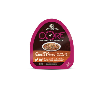 Hrana umeda pentru caini Wellness Core Small Breed Savoury cu pui si curcan 85 g - Animax