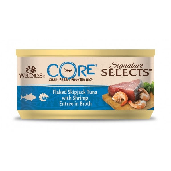 Hrana umeda pentru pisici Wellness Core Signature Select cu ton si creveti in supa 79g - Animax