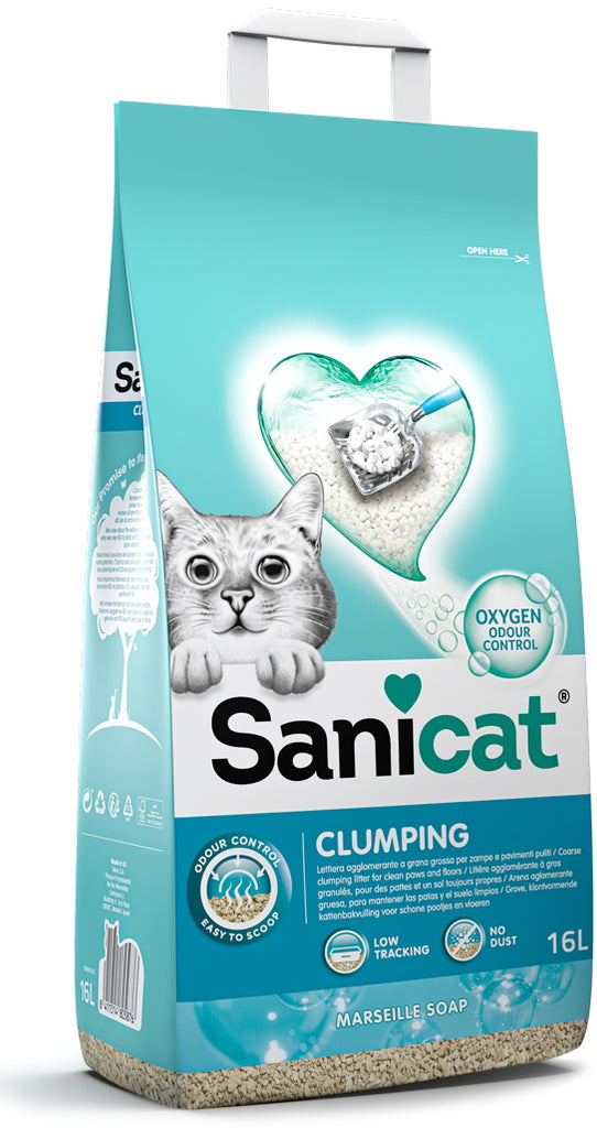 SANICAT Clumping Nisip pentru pisici Marseille soap, bentonita 16L/13,9kg