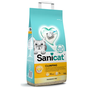 SANICAT Clumping Nisip pentru pisici, fara aroma, 16L/14kg