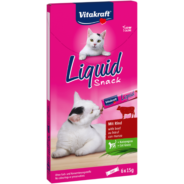 Snack lichid pentru pisici Vitakraft Vita & Iarba pisici 6x15g