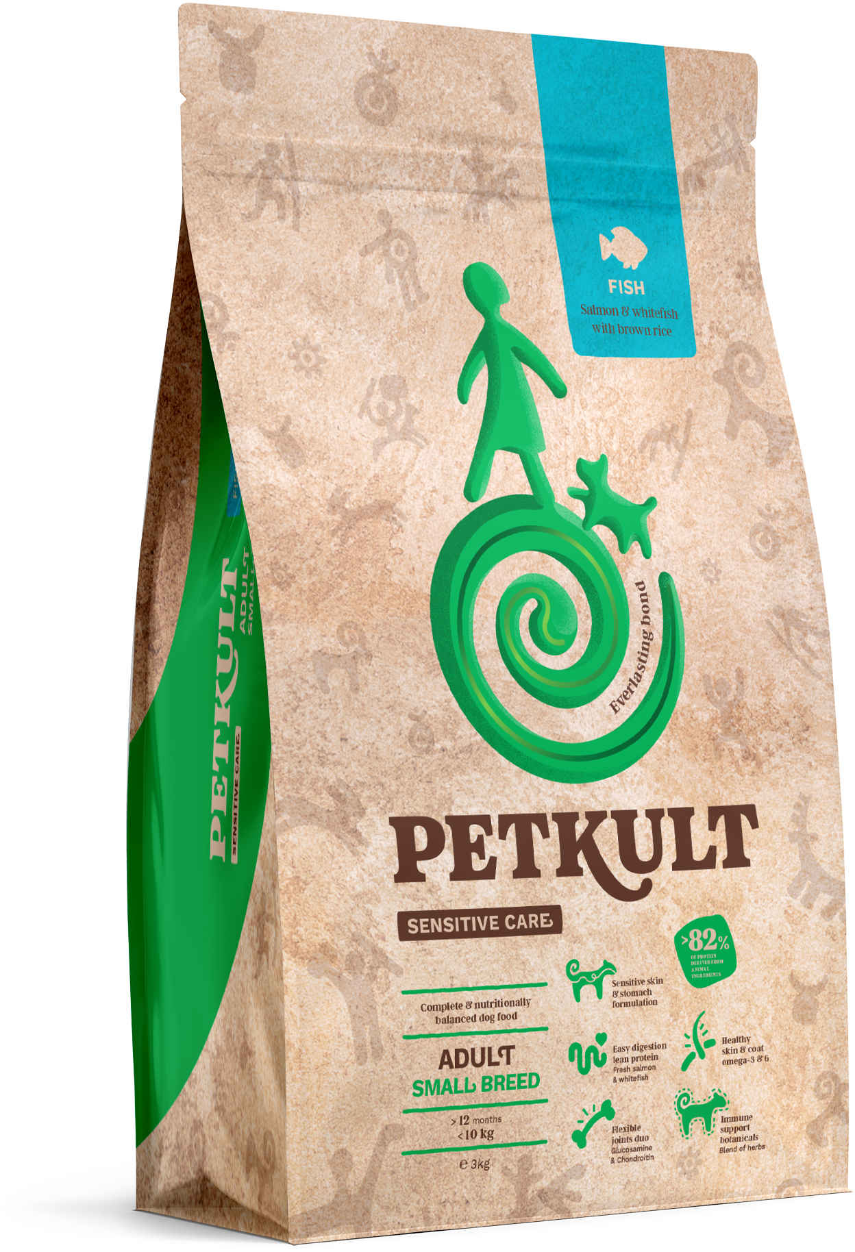 PETKULT Sensitive Adult small, talie mica, Peste 3kg