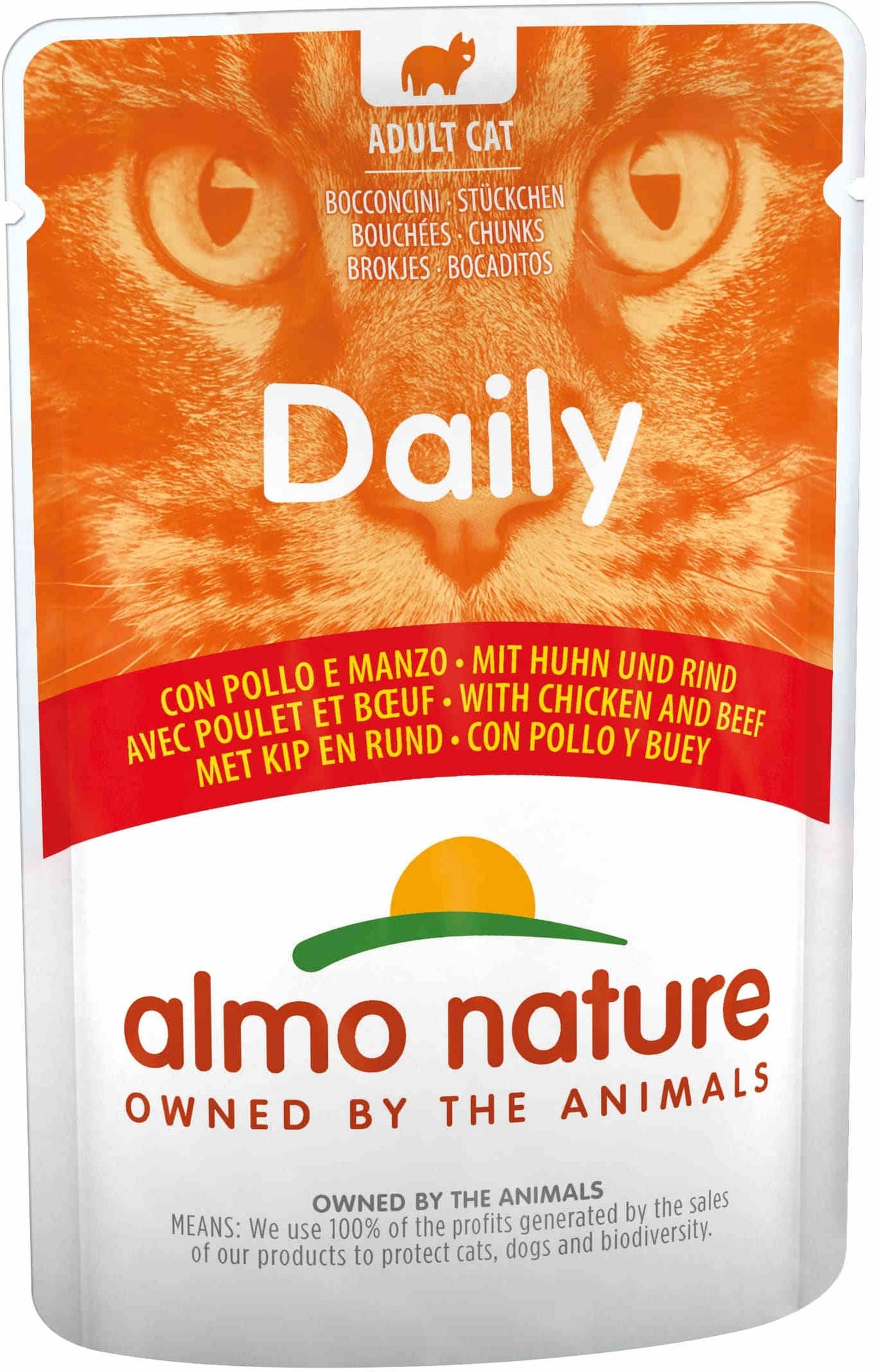 ALMO NATURE DAILY Plic pentru pisici, cu pui si vita 70g