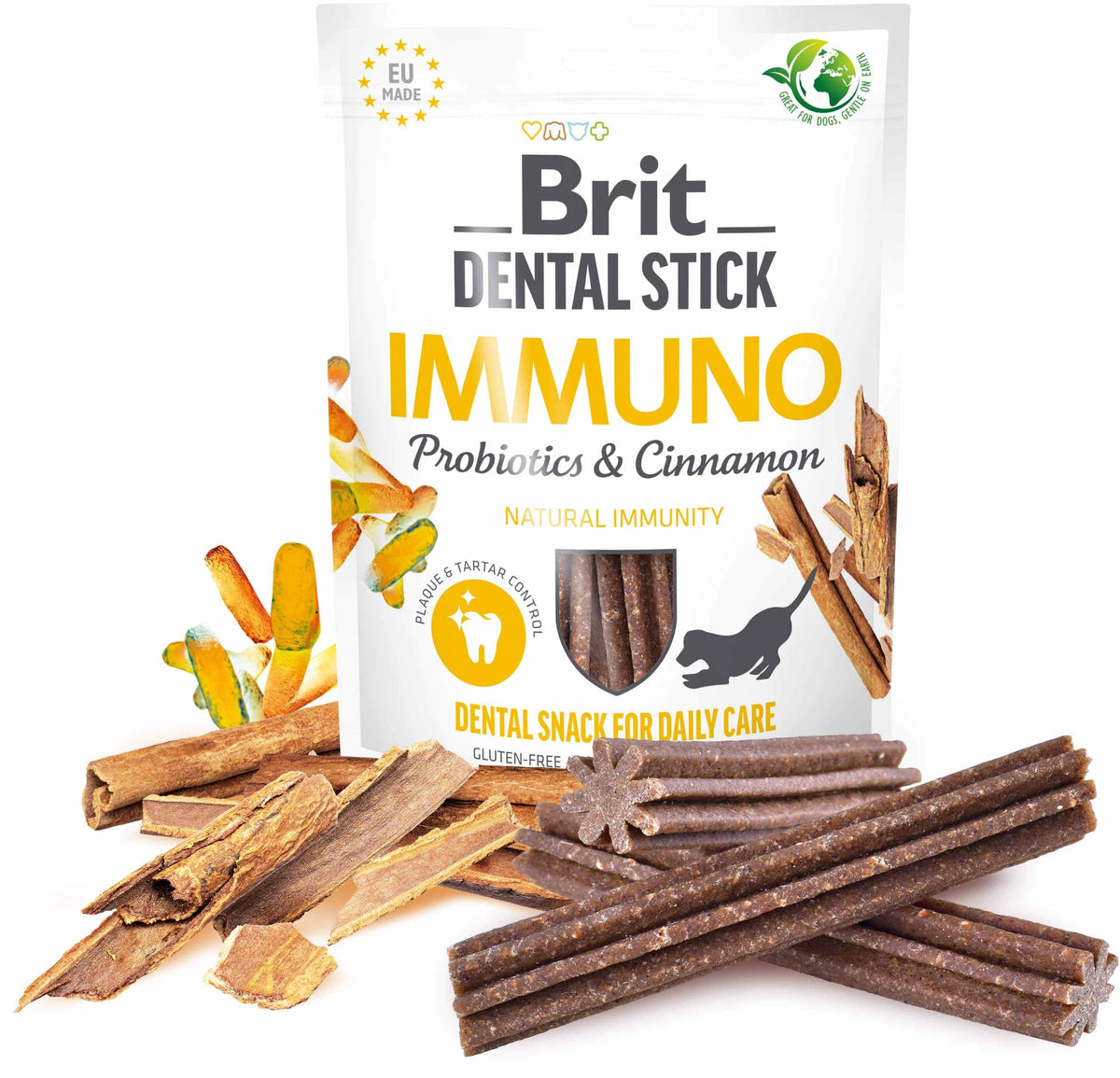 BRIT Dental Recompensa pentru caini, Immuno, Probiotice/Scortisoara 7b, 251g