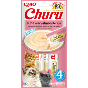 INABA CHURU Recompensa pt. pisici, Piure cu Ton si Somon, Pachet 4 plicuri x14g
