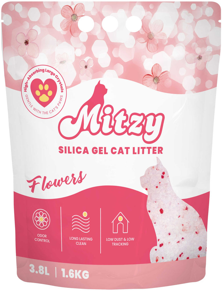 MITZY SILICA GEL Nisip silicat pentru pisici, cu miros floral 3,8L/1,6kg