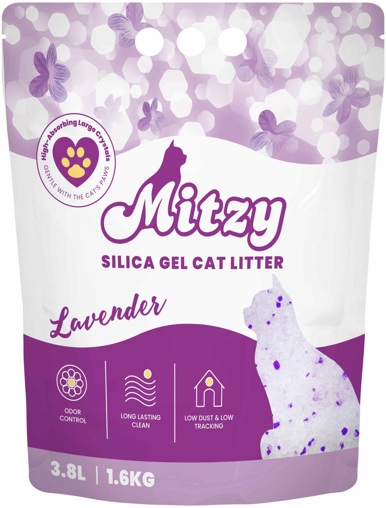 MITZY SILICA GEL Nisip silicat pentru pisici, cu lavanda 3,8L/1,6kg