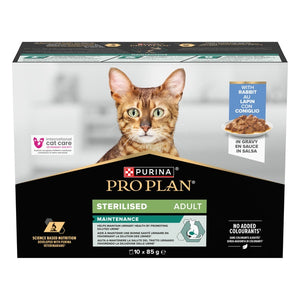 PURINA® PRO PLAN® STERILISED MAINTENANCE, cu Iepure, hrană umedă pentru pisici, 10x85g