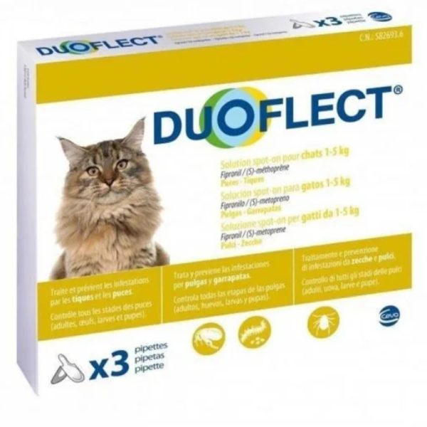 Solutie antiparazitara pentru pisici DUOFLECT CAT 0.5 â€“ 5 KG 3pip