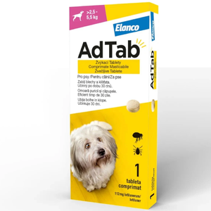 ADTAB Comprimat masticabil antiparazitar pentru câini (2,5-5,5kg) 112mg - 1 tabletă