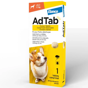 ADTAB Comprimat masticabil antiparazitar pentru câini (5,5-11kg) 225mg - 1 tabletă