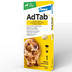 ADTAB Comprimat masticabil antiparazitar pentru câini (11-22kg) 450mg - 1 tabletă