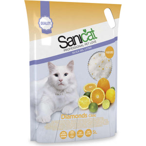 SANICAT Diamonds Nisip igienic silicat pentru pisici CITRIC 5L/2,3kg