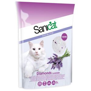 SANICAT Diamonds Nisip igienic silicat pentru pisici LAVANDA 5L/2,3kg
