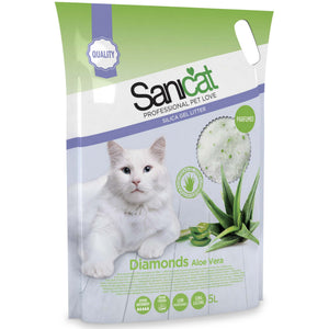 SANICAT Diamonds Nisip igienic silicat pentru pisici ALOE VERA 5L/2,3kg