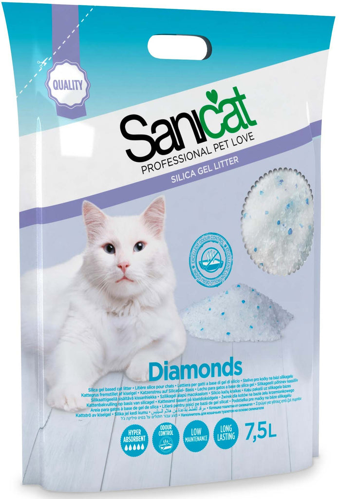 SANICAT Diamonds Nisip igienic silicat pentru pisici 7,5L/3,45kg