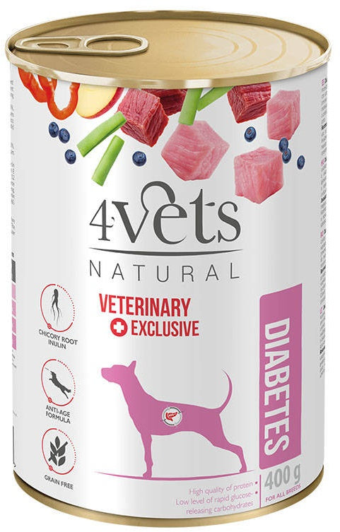 4VETS Natural Conserva pentru caini Diabetes 400g