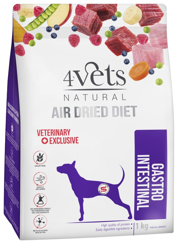 4VETS Natural Hrana uscata pentru caini, Gastro Intestinal - AIR DRIED 1kg