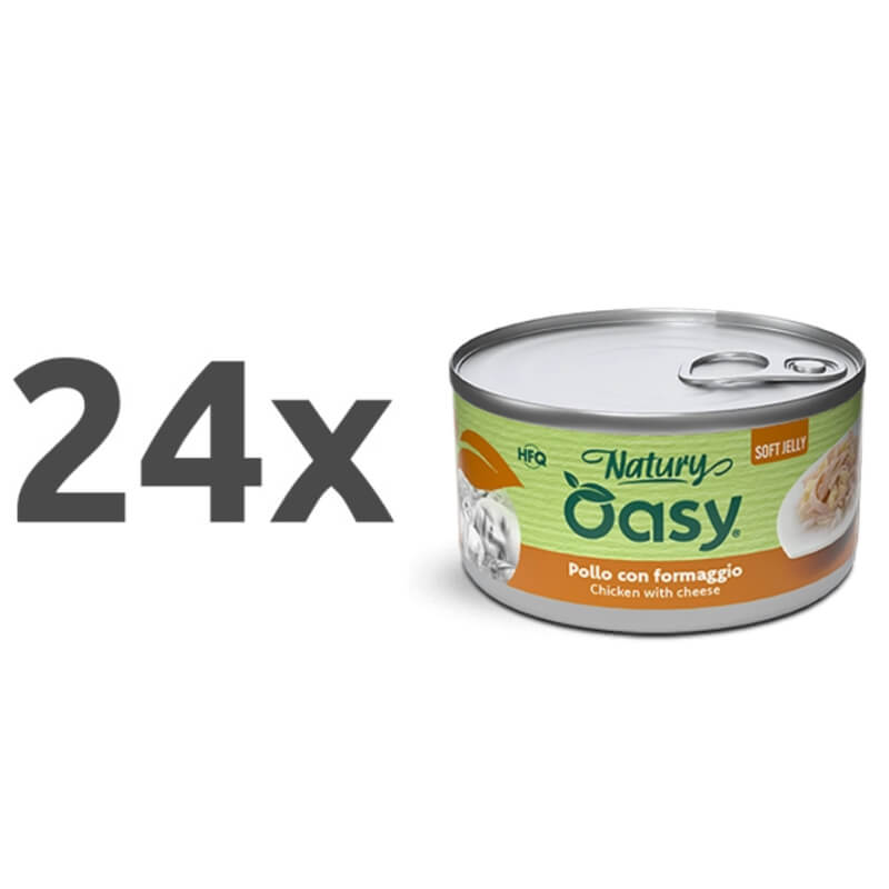 OASY Natury Conservă pentru pisici, cu Pui şi Brânză, în jeleu 85g