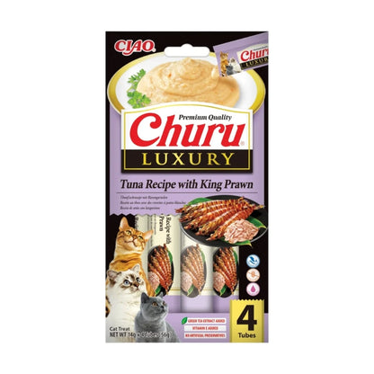 INABA CHURU Luxury, Recompense pentru pisici, cu ton și creveți king, 4x14g