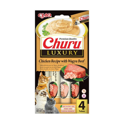 INABA CHURU Luxury, Recompense pentru pisici, cu pui și vită wagyu, 4x14g