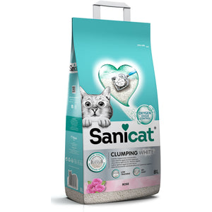 SANICAT Clumping White Rose Nisip pentru pisici, bentonita 8L/6,8kg