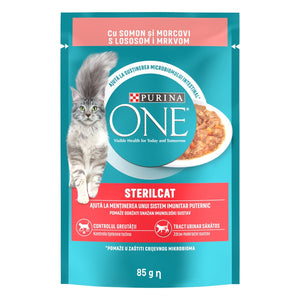 PURINA ONE Hrană umedă pentru pisici Adulte STERILCAT, cu Somon/Morcov 85g - Maxi-Pet.ro