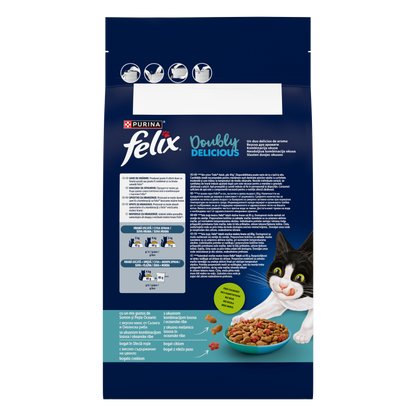 PURINA® FELIX® Doubly Delicious, Adult, cu Somon și Pește Oceanic, bogat în Sfeclă roșie, hrană uscată pentru pisici, 1.4 kg