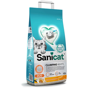 SANICAT Clumping Nisip pentru pisici, cu aroma de Vanilie si Mandarina 10L/8,3kg
