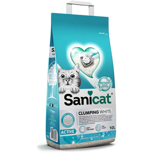 SANICAT Clumping Nisip pentru pisici White, bentonita 10L/8,3kg