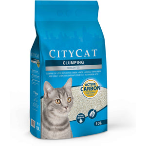 CITYCAT Clumping Active Carbon, Nisip pentru pisici, fara aroma, 10L/8,5 Kg